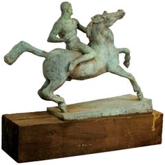 Jacob Loutchansky Bronze Table Sculpture a Horse and His Rider Signed Numbered