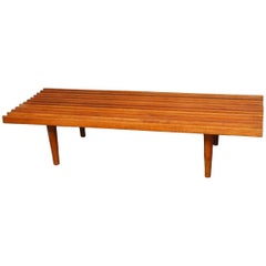 George Nelson Style Low Slat Wood Bench Coffee Table