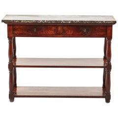 19th Century French Mahogany-and-Marble Server with Two Drawers, circa 1870 5