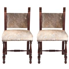 Pair of Spanish Chairs in Cowhide