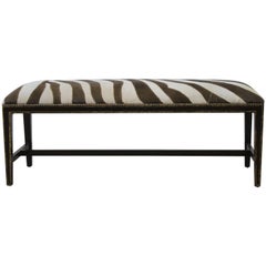 Custom Zebra Print Upholstered Hide Bench