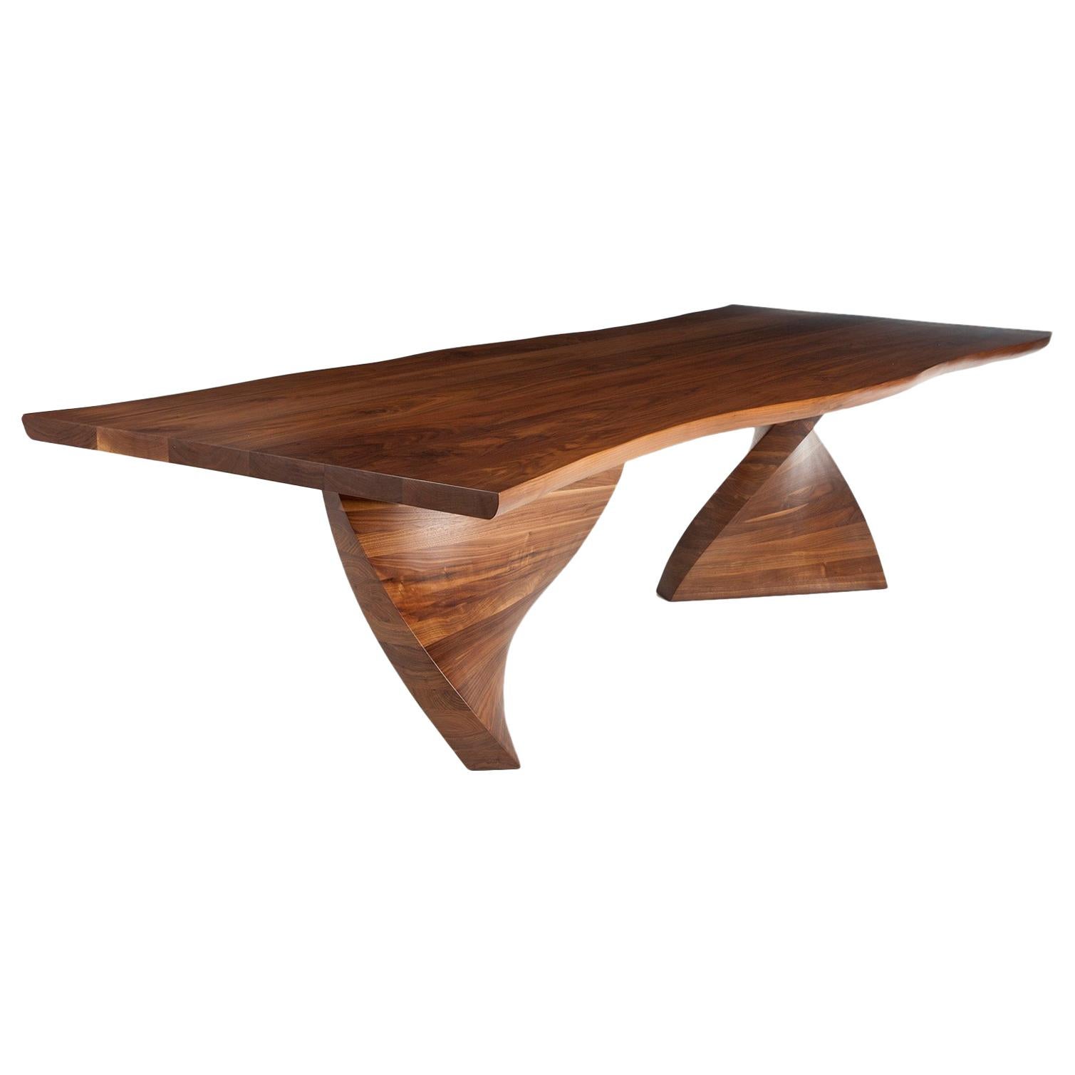 HELICAL Statement Dining Table in Walnut For Sale