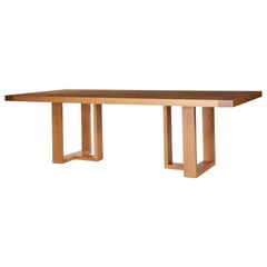 Contemporary Dining Table in Solid Oak with Hand-Burnished Lacquer Finish