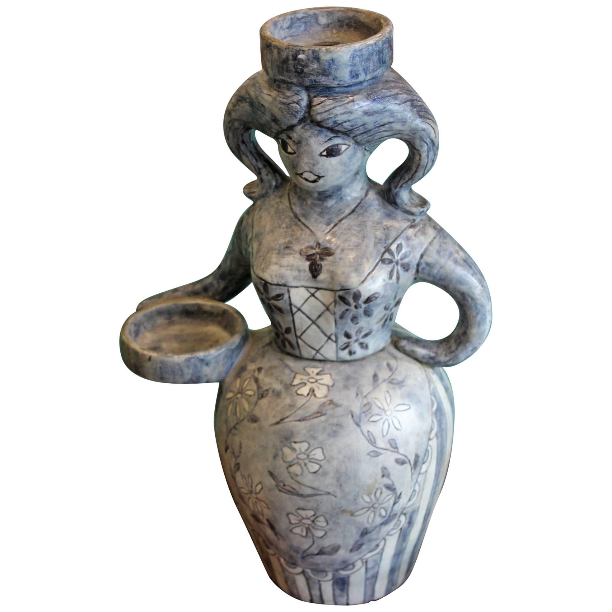Beautiful Figurative Ceramic Vase by Rhodi, circa 1960 For Sale