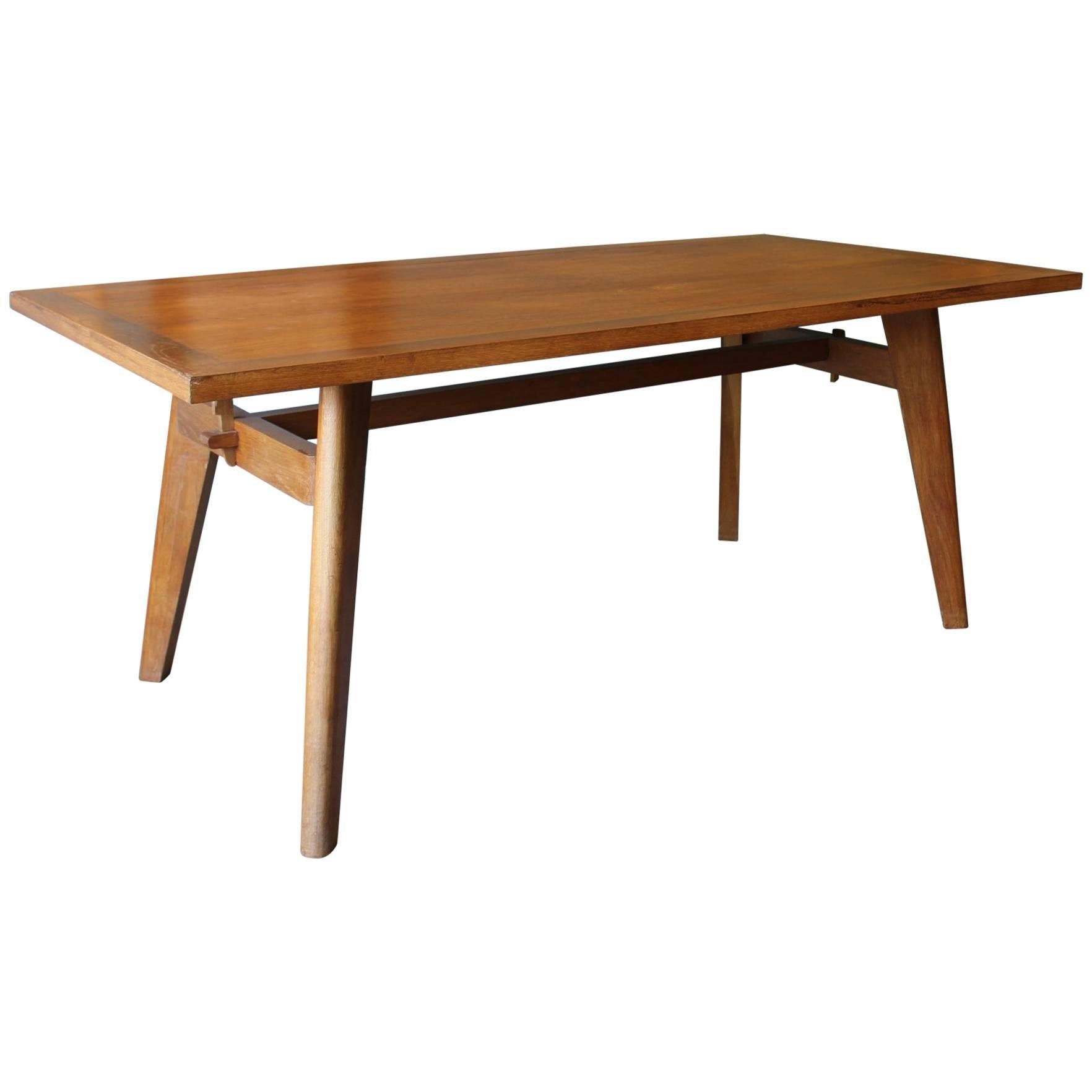 Fantastic Dining Table In The Taste Of Pierre Jeanneret and Charlotte Perriand For Sale