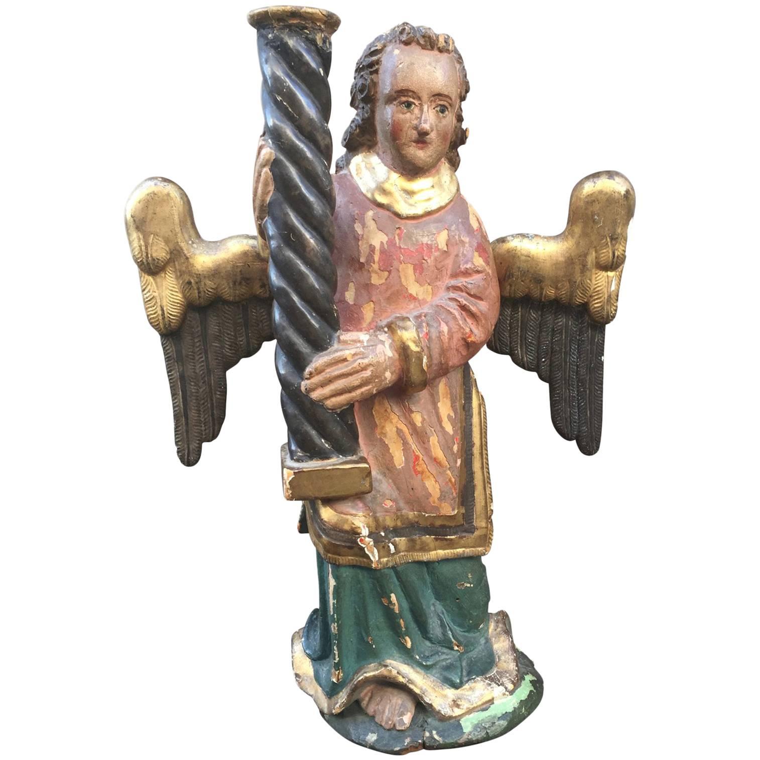 Scandinavian Late 17th Century Baroque Angel Candleholder