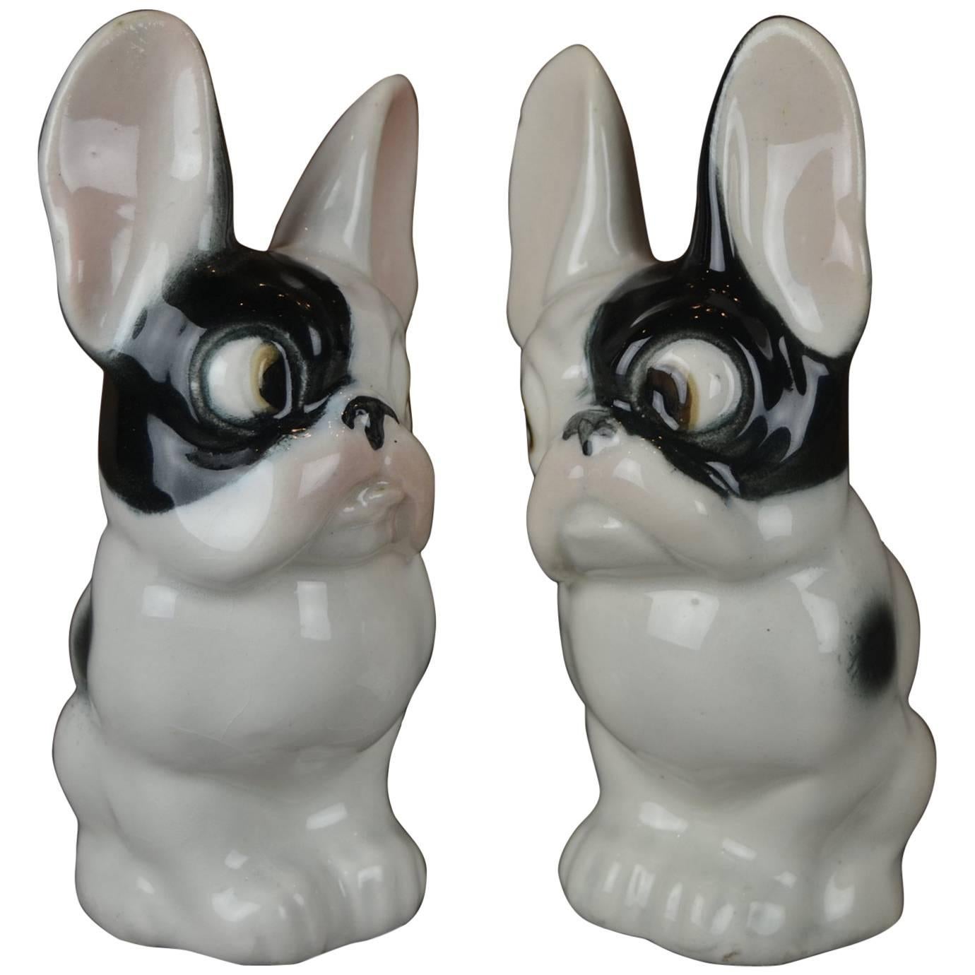 Pair of Vintage Porcelain French Bulldogs