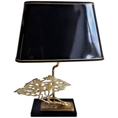 Bronze Bonsai Table Lamp Attributed to Willy Daro, 1970s