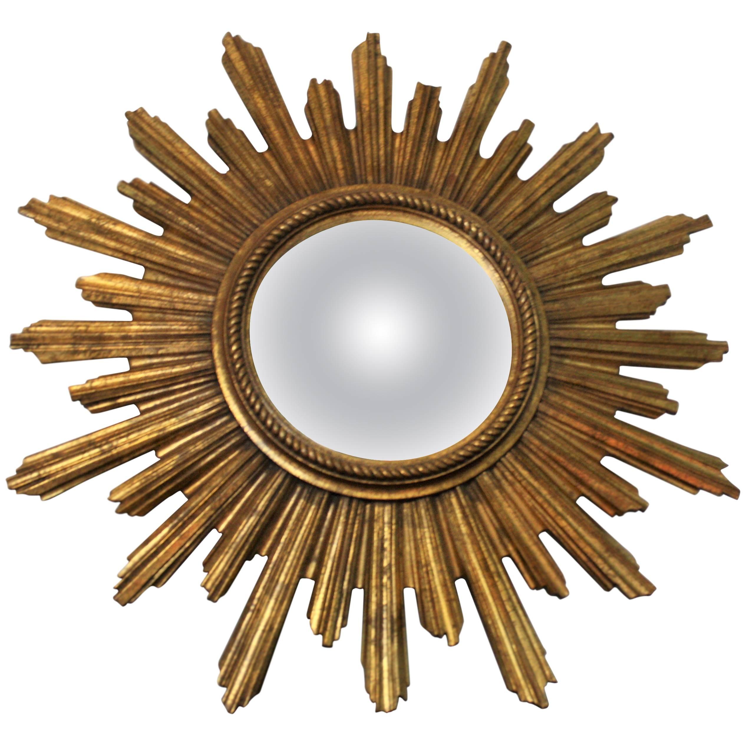 Vintage Gilded Sunburst Mirror, 1960s For Sale