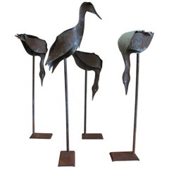 Set of Four Copper Birds