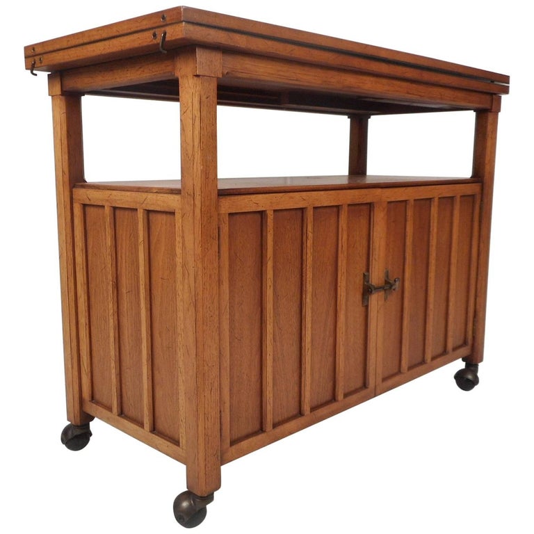 MidCentury Modern Walnut Bar Cart at 1stDibs