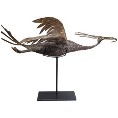 Brutalist Bronze, Copper, Brass Bird Sculpture c. 1960s