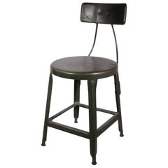 Early 20th Century Steel Machinst Stool, circa 1940-1950