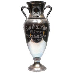 Early 20th Century Silver Plated Swimming Urn Trophy, circa 1925