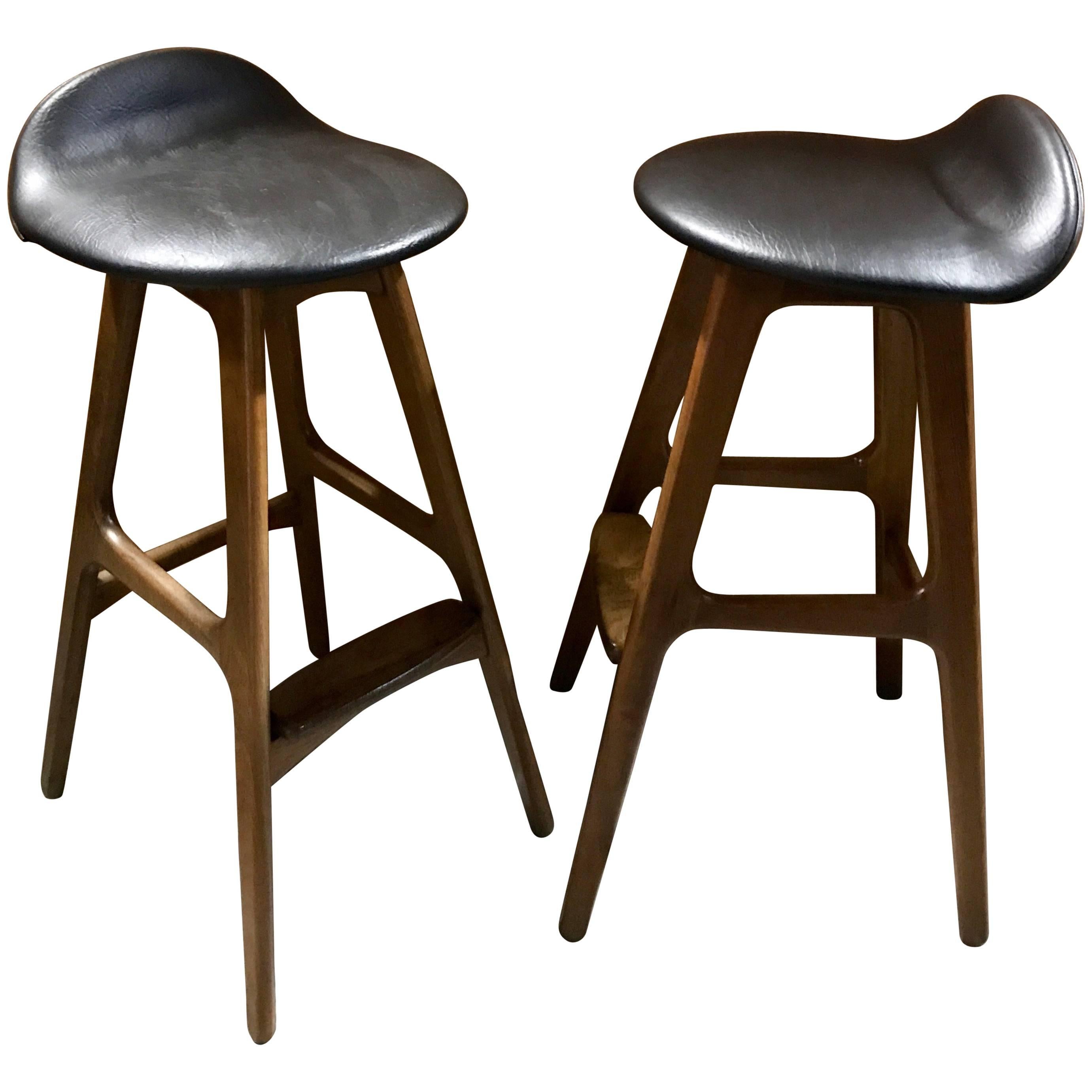 Pair of Erik Buch Barstools for O.D. Mobler