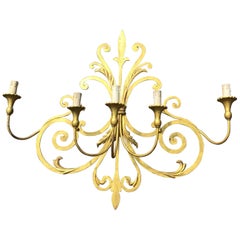 Large Wrought Iron Five-Light Single Wall Sconce Labelled Palladio, Italy