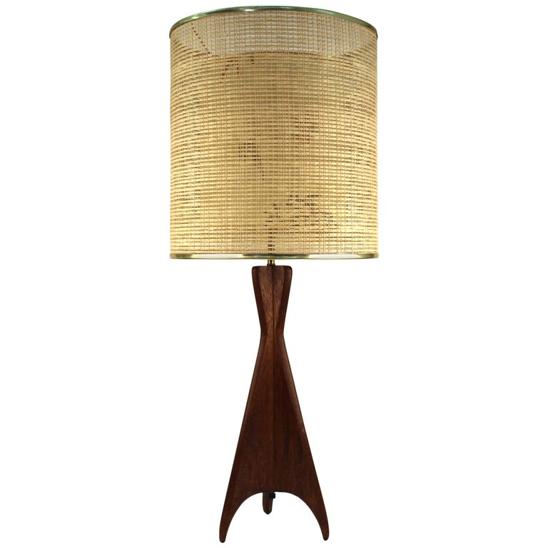 Fine Sculptural Mid Century Carved Teak Table Lamps At 1stdibs Mid Century Modern Teak Table Lamp With Sculptural Tripod Base