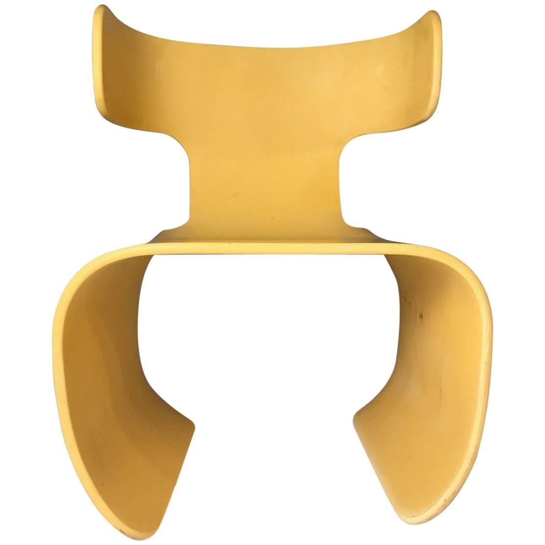 Chair of Yellow Resin, Prototype, circa 1980 For Sale