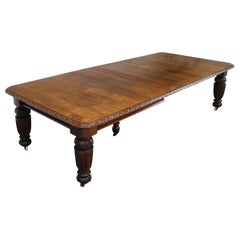 19th Century English Elizabethan Revival Carved Oak Extending Dining Table