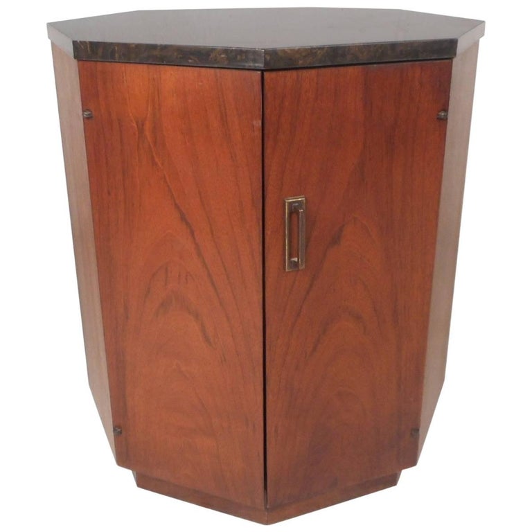 MidCentury Modern Walnut Octagonal Drum Table in the Manner of Harvey