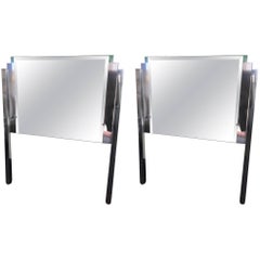 Pair of Custom-Made Mirror and Chrome Hollywood Regency Twin Headboards 10