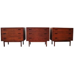 Founders Walnut Three-Drawer Cabinets