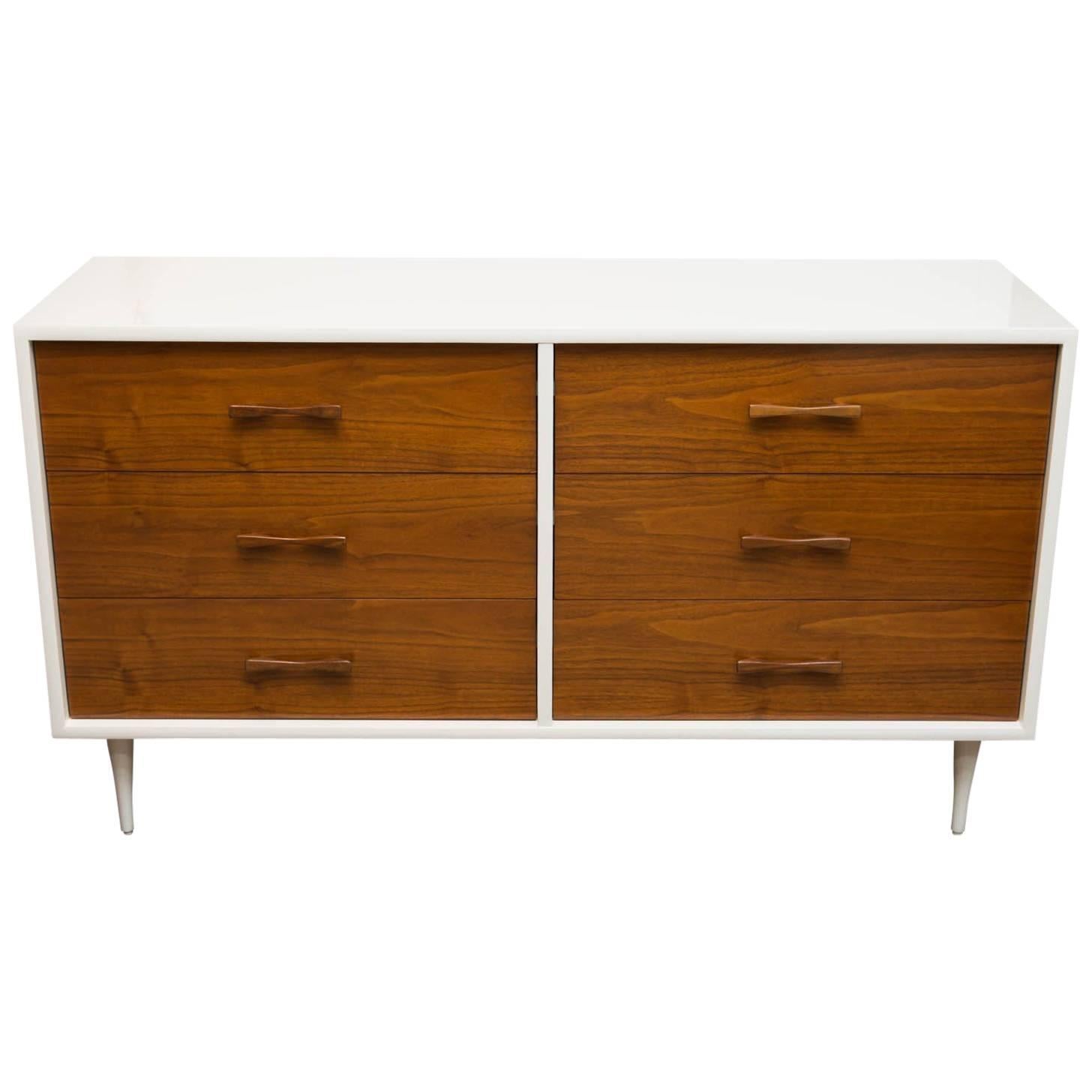 Lacquered Two-Tone Mid-Century Modern Low Dresser