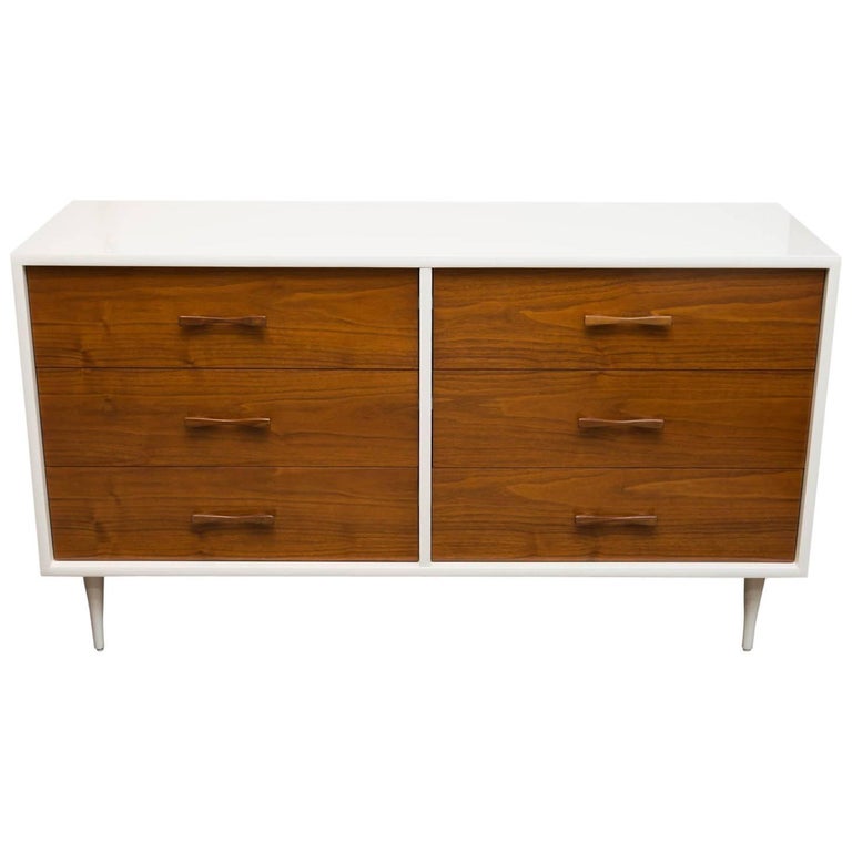 Lacquered Two-Tone Mid-Century Modern Low Dresser at 1stdibs