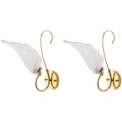 Glass Leaf and Brass Sconces