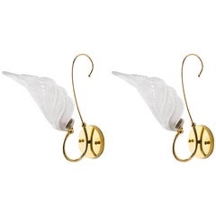 Glass Leaf and Brass Sconces