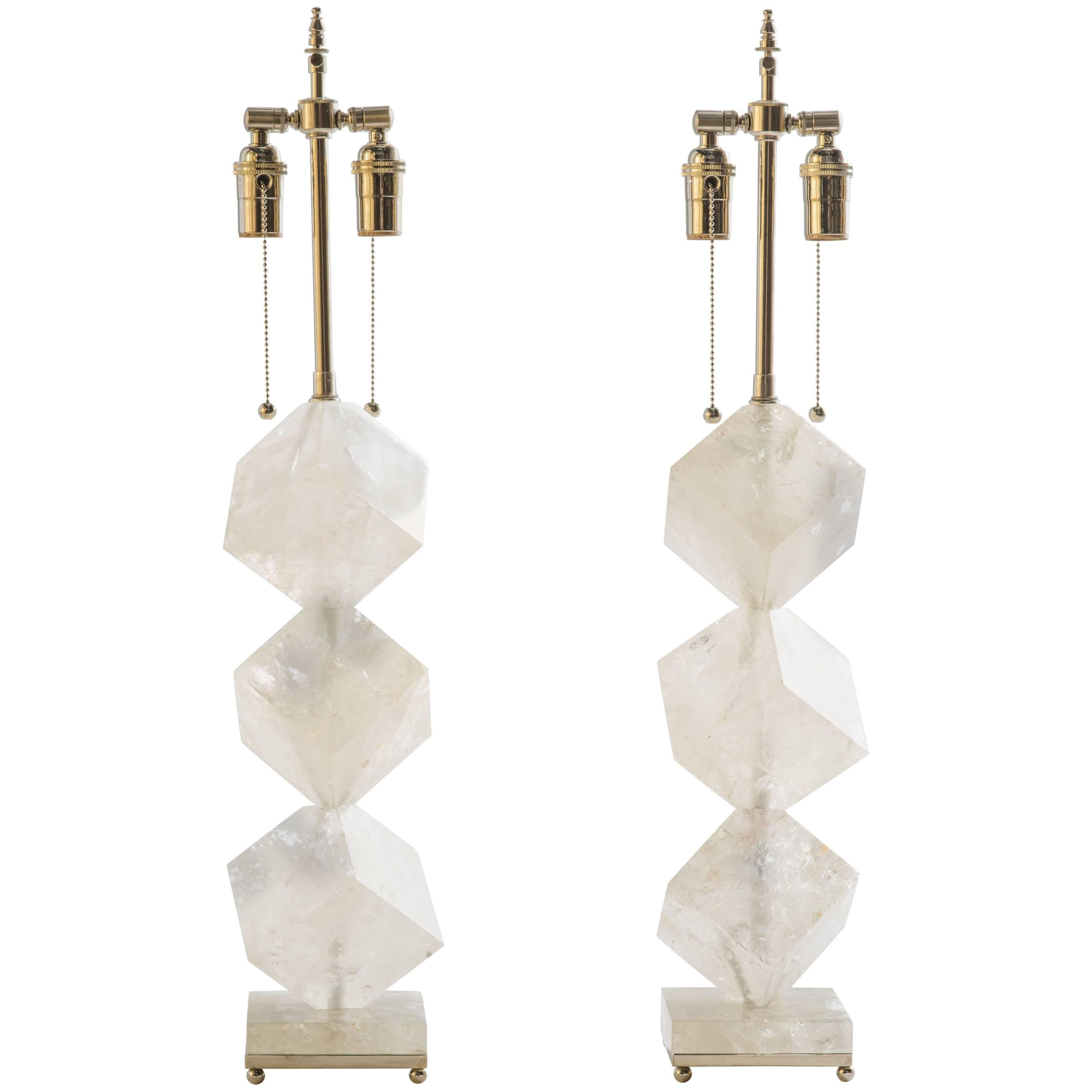 Rock Crystal Quartz Cube Lamps - Eon Collection
