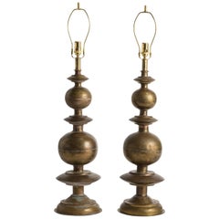Pair of Large Vintage Brass Lamps