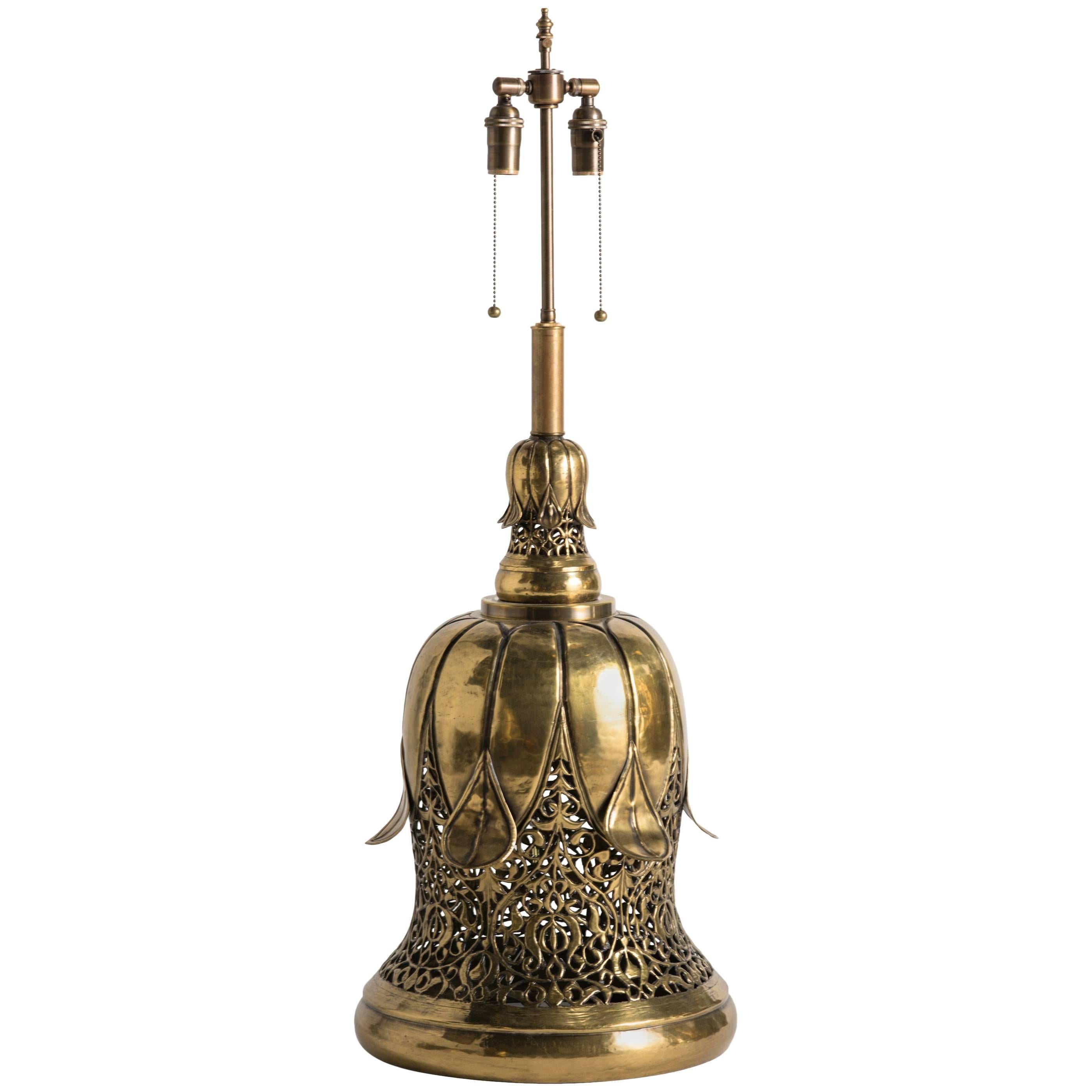 Large  Brass Middle Eastern Table  Lamp For Sale