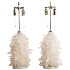 Pair of "Aggregate" Rock Crystal Cluster Lamps by Spark Interior