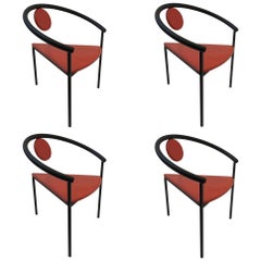 Used Set of Four Tripod Memphis Dining Chairs in the Manner of Michele de Lucchi