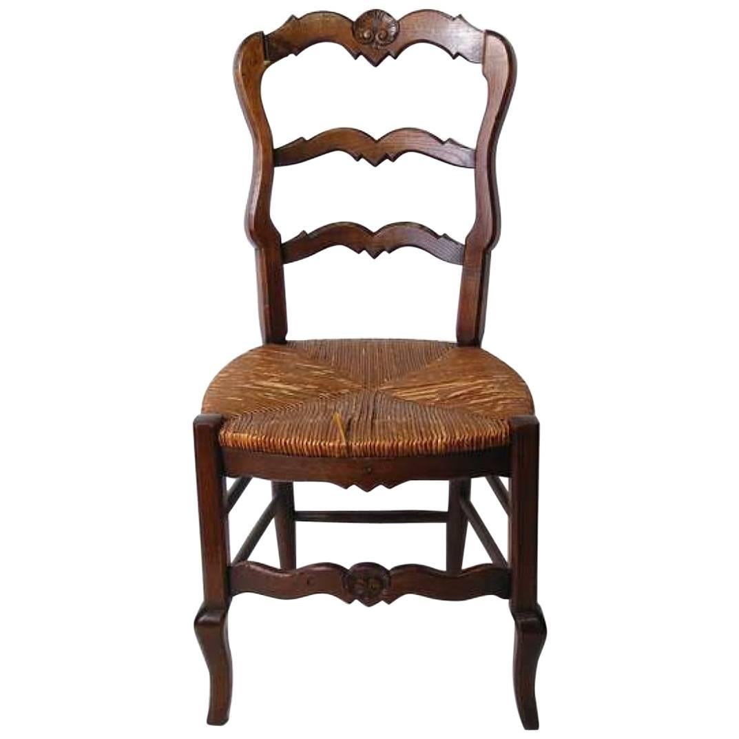 Early 1900s French Rush Seat Chair Beech Wood