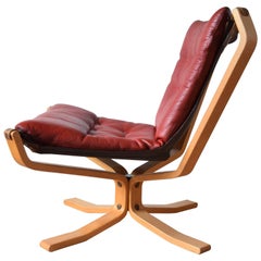 Mid-Century Falcon Chair with Buffalo Leather by Sigurd Ressell