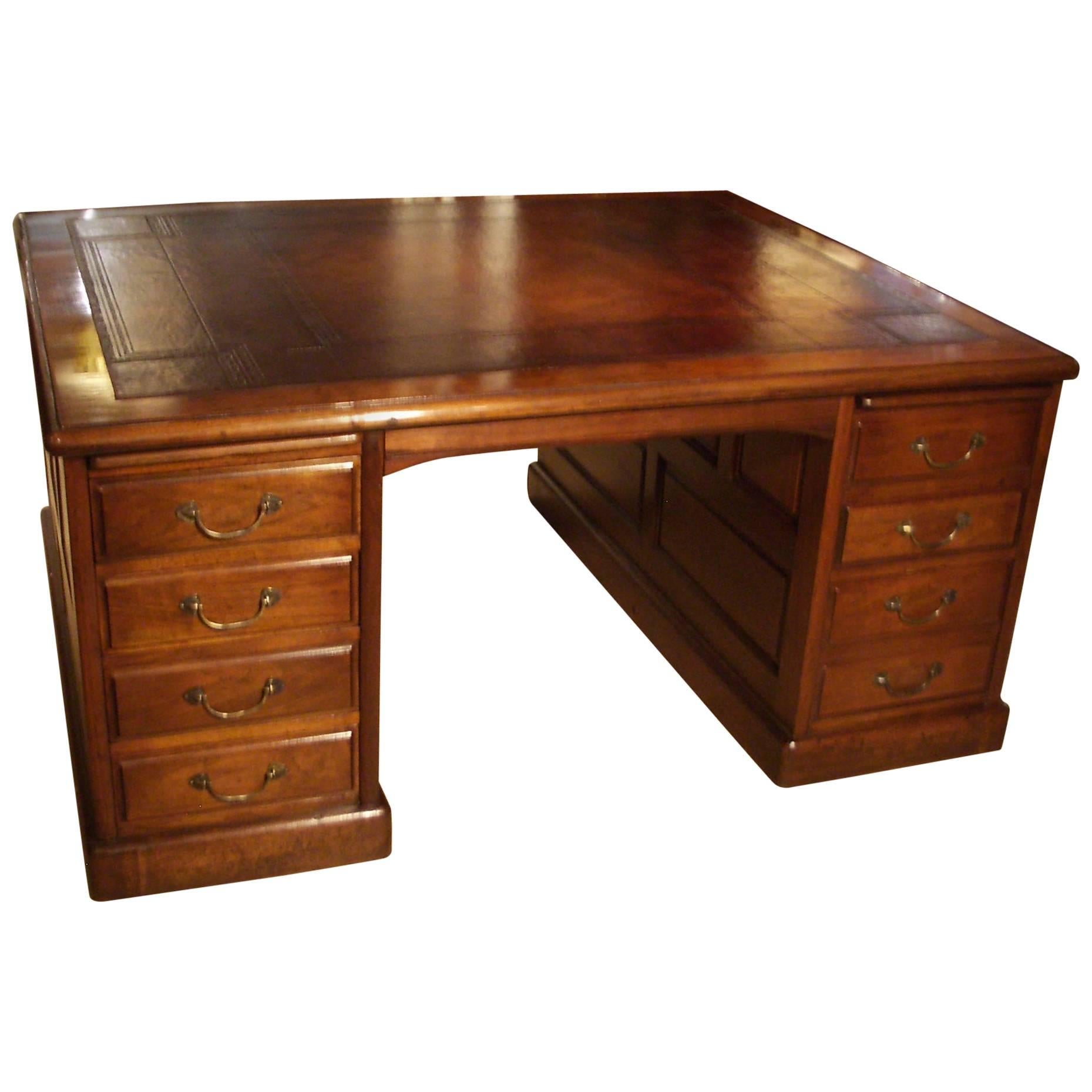 Big Antique Walnut Partners Desk
