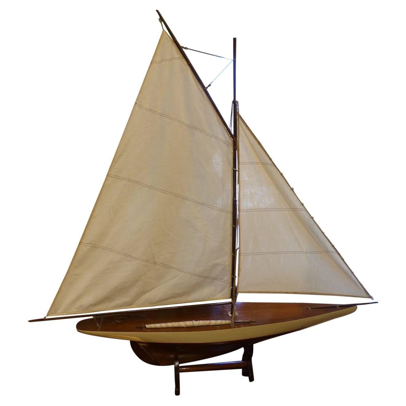 Beautiful Sailboat Wood Model, circa 1960 For Sale