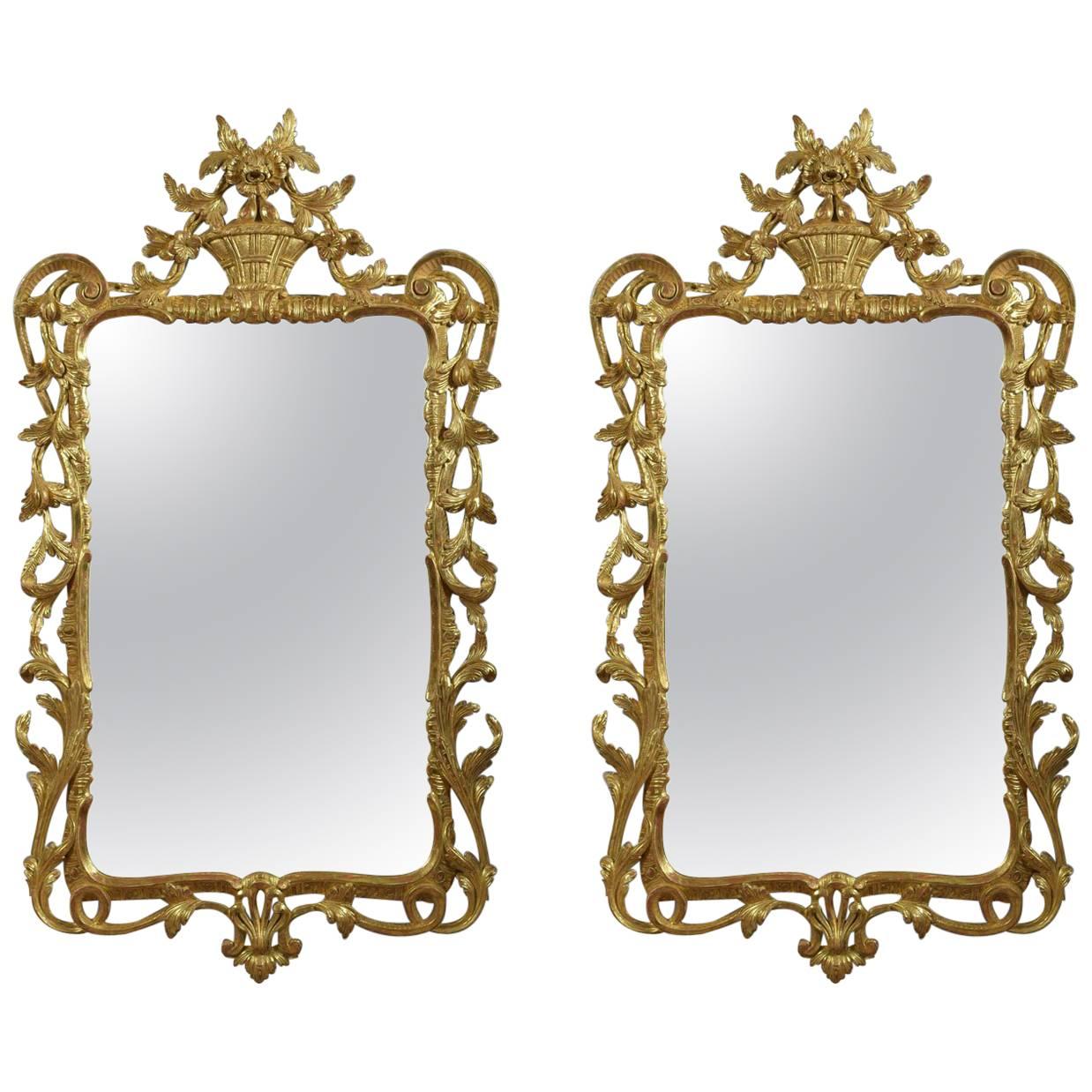 Pair of George III Style Gilt Framed Wall Mirrors