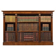 Large Victorian Figured Rosewood Open Bookcase