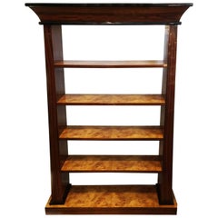 Art Deco Style European Birch and Ebonized Open Bookshelf Bookcase