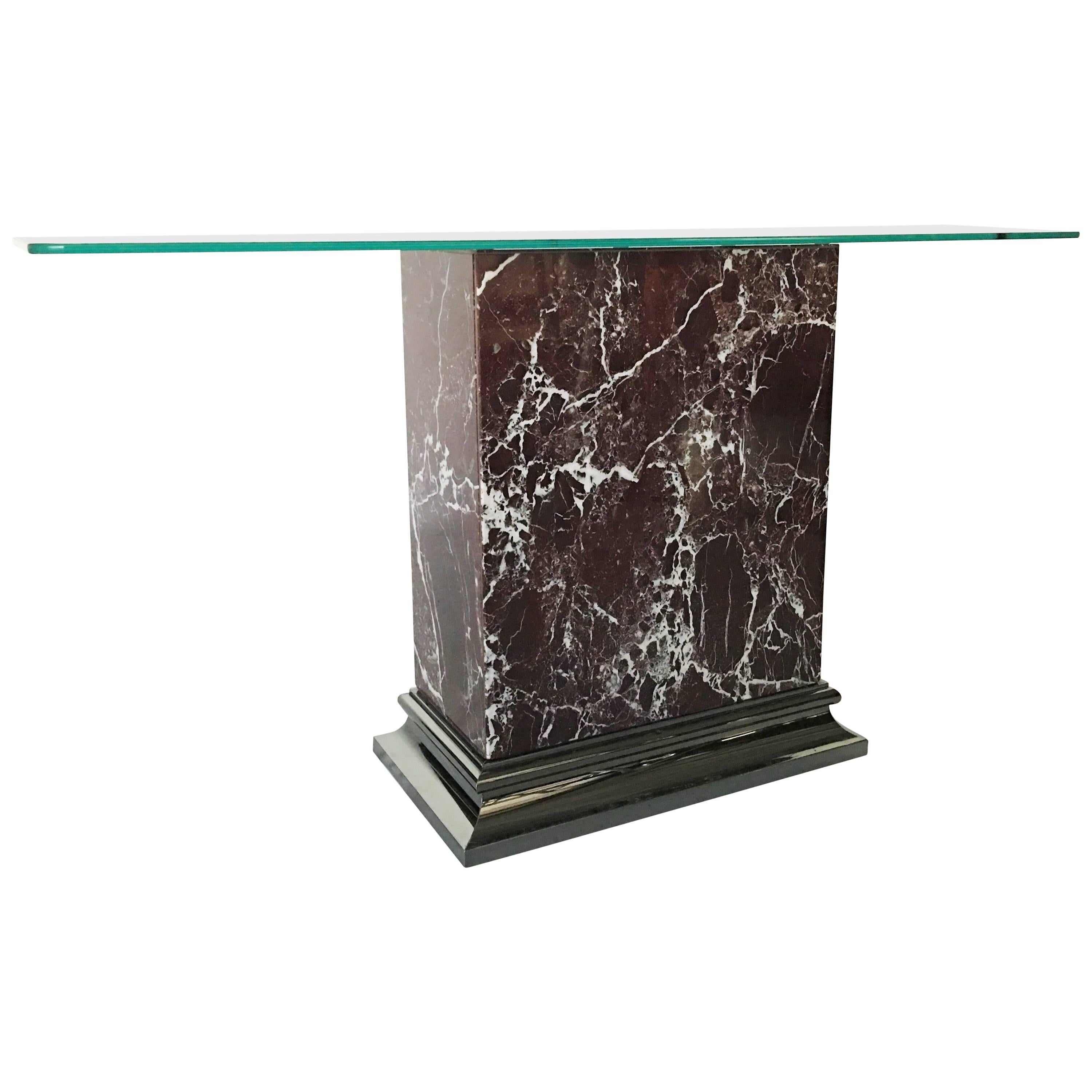 Stunning Mastercraft Marble and Nickel Console Table For Sale