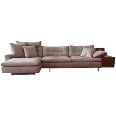 Sofa "Grantorino" by Manufacturer Poltrona Frau in Aluminum, Leather and Fabric