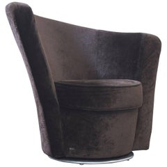 Bretz Eve's Island Designer Swivel Chair Brown Velvet One Seat Couch Modern