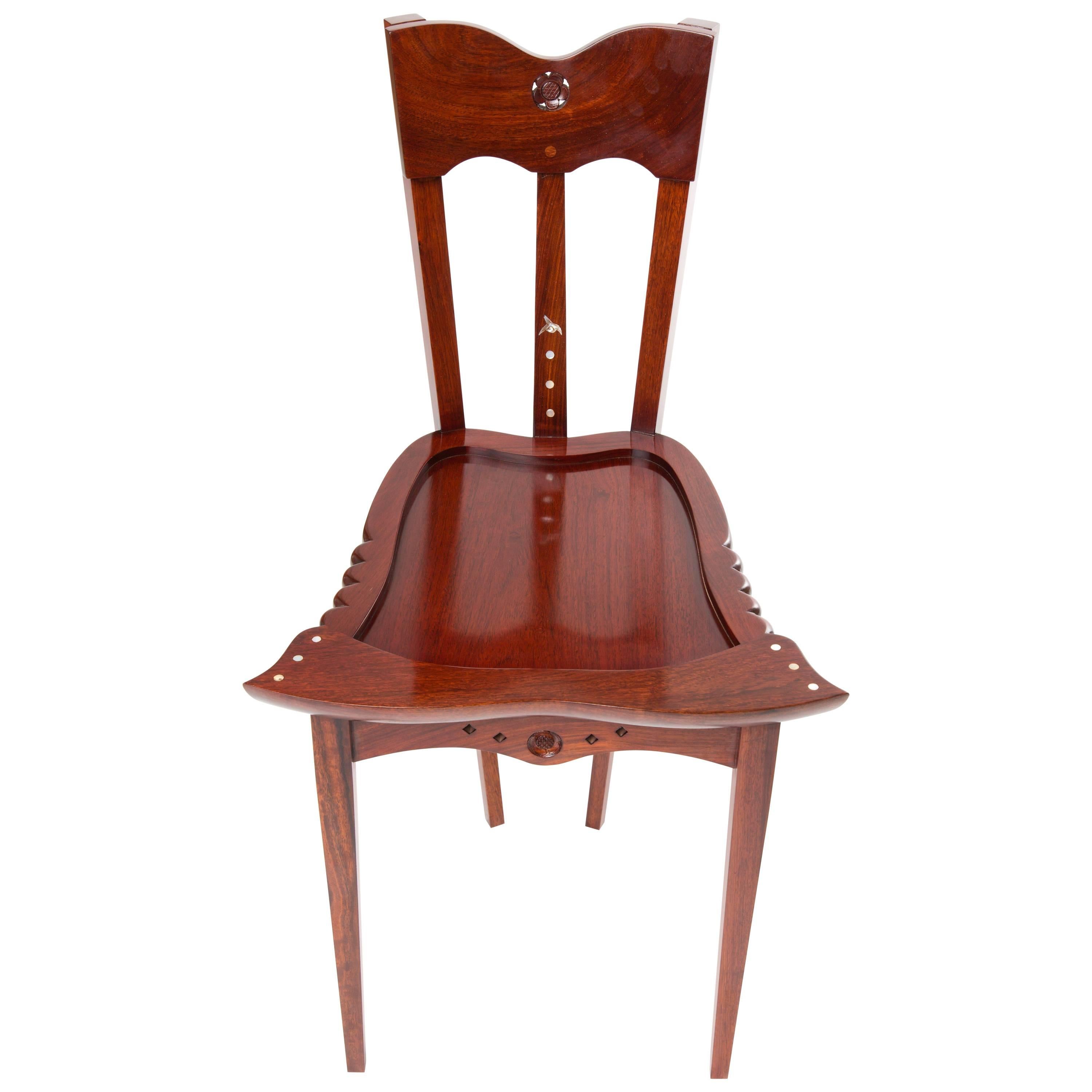 YOOCHAI CHAIR Borek Sipek  warm wood hand-carved  with mother-of-pearl Scaraba For Sale