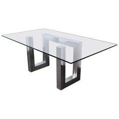 Incredible Mid-Century Chrome Base Dining Table in the Style of Paul Evans Ello