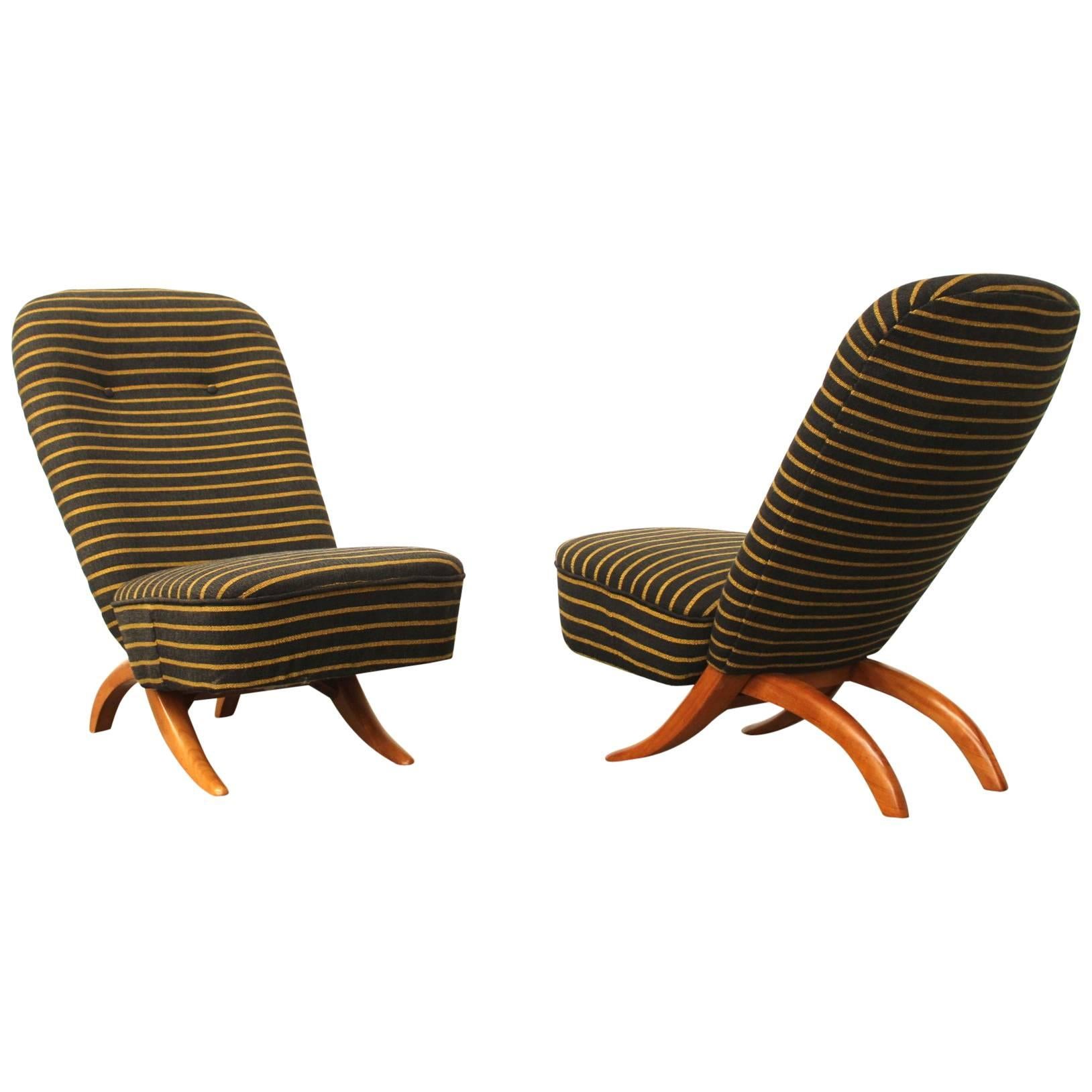 Set of Two Congo Chairs by Theo Ruth for Artifort, Dutch Design, circa 1950