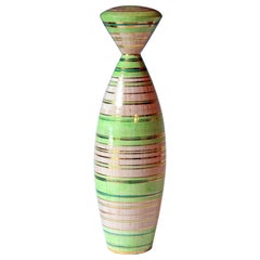 Bitossi Seta Decor Modernist Italian Pottery Vase Lamp Base Raymor Gilt Stripes