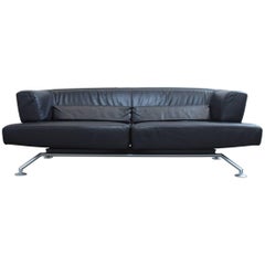 COR Circum Designer Sofa Black Leather Three-Seat Couch Function Modern